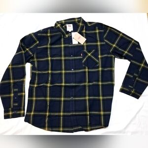 Levi's Men's Button Down Blue, Green, Yellow Plaid Long Sleeved Shirt Size 3XL